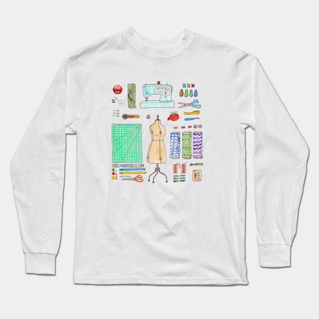 Sewing Gear Long Sleeve T-Shirt by JodiLynnDoodles